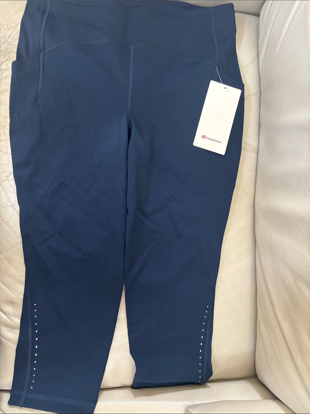 lululemon athletica Navy Blue Capris with Side Pocket and Reflective Dots